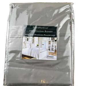 550 Thread Count 100% Cotton Standard Pillow Cases Lorena Collection Gray 1 Pair
